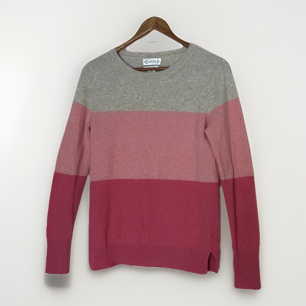 Nanette Lepore 100% Cashmere Colorblock Sweater‎ Women's Medium Pink Gray